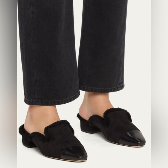 Veronica Beard Cecile Shearling Mule in Black NWT US8 - Picture 5 of 12